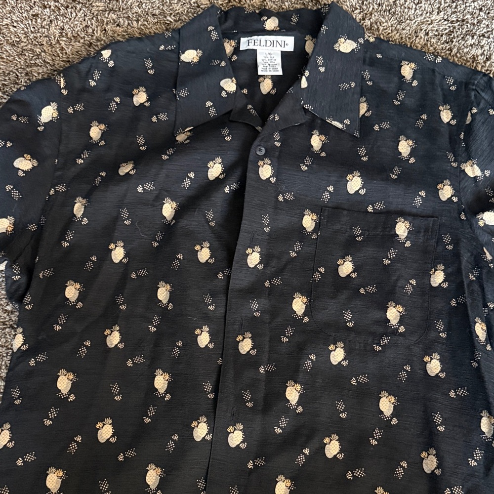 Feldini Men's 70% Silk Shirt with Pineapples